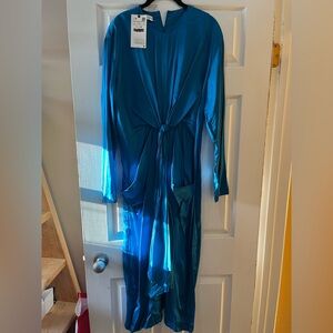 Elegant Blue Satin Dress